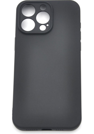 Apple Uyumlu iPhone 14 Pro Max Düz Renk Esnek Yumuşak Silikon Kılıf Rubber Siyah