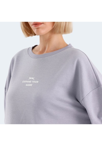 Slazenger VITAL Oversize Kadın Oversıze Lila Sweatshirt