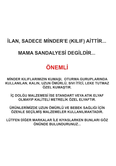 Holmer Mama Sandalyesi Minderi & Kılıfı - Leke Tutmaz - Doğal - Max-t - Turuncu