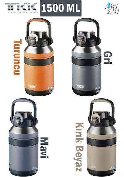 Tkk 1500 Ml Profesyonel Kamp Matarası/çelik Termos Çift Kullanım Pipetli/rahat İçim 12/24 Yalıtım -20311500 001