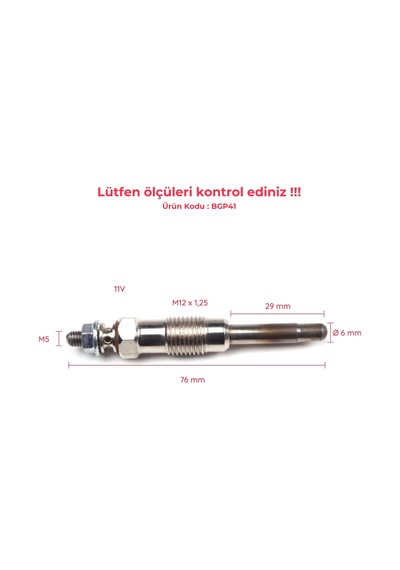 1 Adet Isıtma Bujisi Gx78, 0100221141 Rover Alfa Volvo İçin Standart