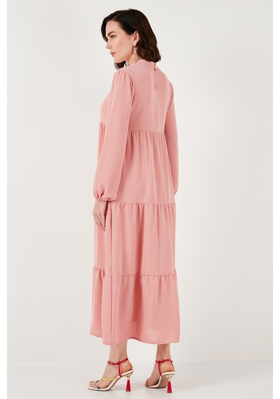 Lela Modest Regular Fit Dik Yaka Uzun Bayan Elbise 611El545 Gül Kurusu Lela Modest Regular Fit Dik Yaka Uzun Bayan Elbise 611El545 Gül Kurusu