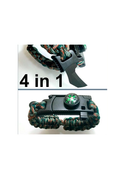 Omeniv Paracord Bileklik Düdük Pusula Bıçak 4 Fonksiyonlu Outdoor