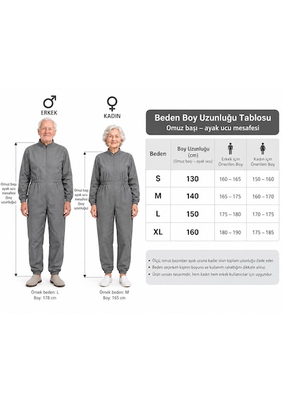 Hasta Tulumu Gri Demans Alzheimar Hasta Bakım Kıyafeti Sırt Topuğa Kadar Fermuarlı