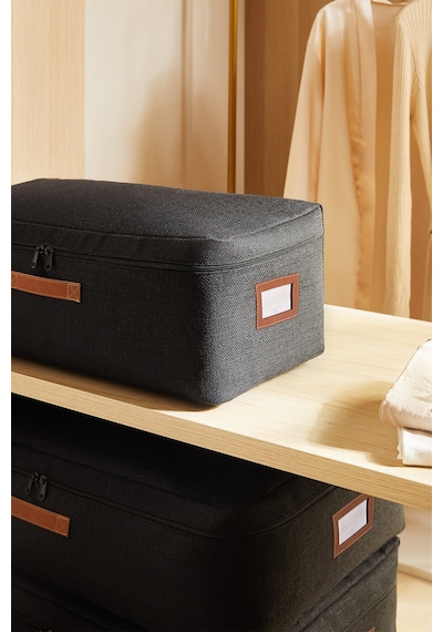 Ocean Home Textile 3'lü Siyah Renk Jüt Baza Altı Hurç Set 1 Adet 52 X 28 X 21 / 2 Adet 62 X 46 X 22 Cm Siyah