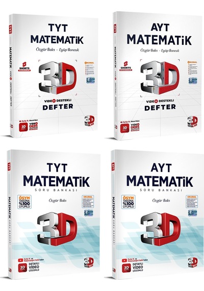 3d Yayınları 2024 Tyt Ayt Matematik Video Destekli Defter + Soru Seti 4 Kitap