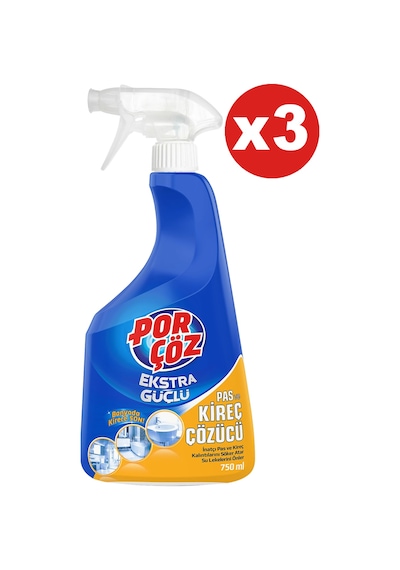 Porçöz Pas ve Kireç Çözücü Sprey 3 x 750 ML