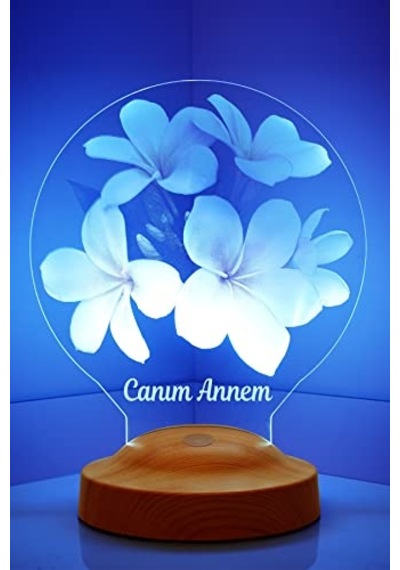 Anneye Çiçekli Hediye, Kişiye Özel Anneler Günü Hediyesi Plumeria Çiçeği Led Lamba, Canım Annem Hediyesi