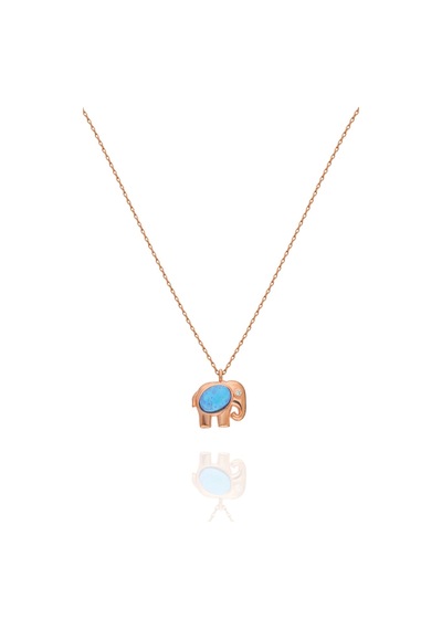 Papatya Silver 925 Ayar Opal Taşlı Gümüş Fil Kolye