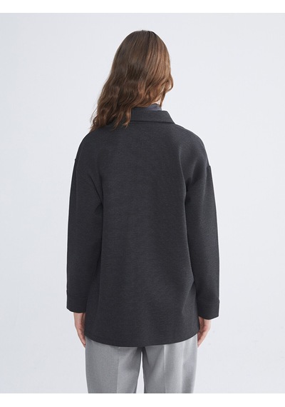 Lcw Modest Antrasit Oversize Kadın Gömlek Tunik