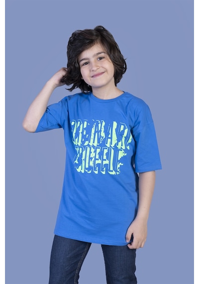 Toontoy Kids Toontoy Erkek Çocuk Yazı Baskılı Tişört Saks