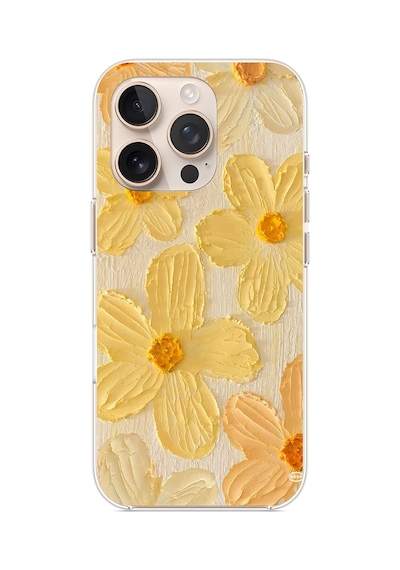 Apple Uyumlu iPhone 16 Pro Max  Güneşin Dokunuşu Sarı Papatya Baskılı Silikon Kılıf Renkli