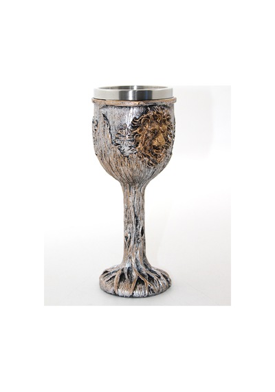 1 Adet Paslanmaz Çelik Aslan Büstü Kadeh Bardak Dekoratif Metal Kupa Goblet Cup Lion Bust Tasarım 19x7 Cm
