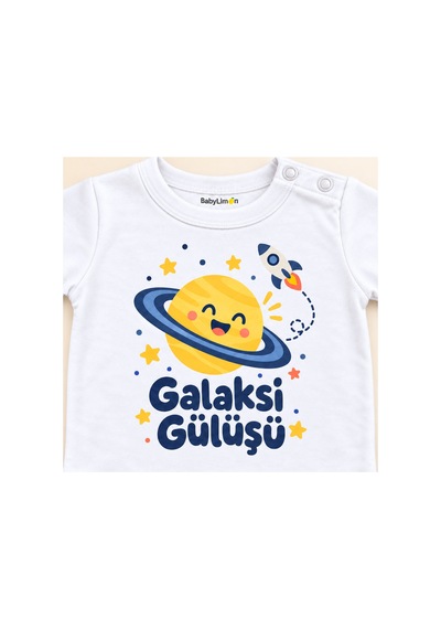 Babylimon Galaksi Gülüşü Beyaz Kısa Kollu Çıtçıtlı Bebek Zıbını Beyaz - Galaksi Gülüşü - 928161949 Beyaz - Galaksi Gülüşü