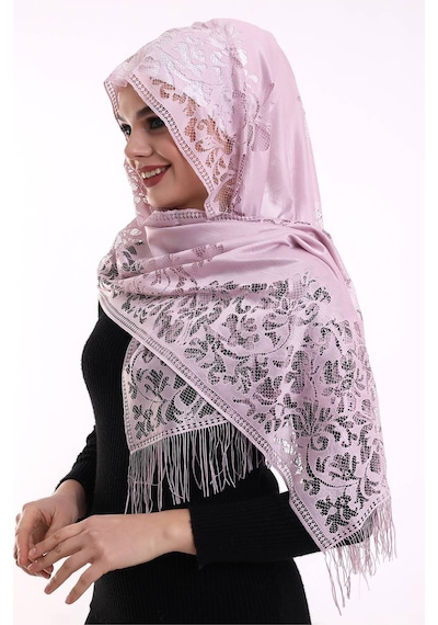 Narin Pamuk Tül Şal Pembe-2 60x160