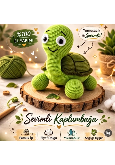 Amigurumi Kaplumbağa ,el Yapımı Amigurumi Kaplumbağa Oyuncak- Yeşil Açık Yeşil