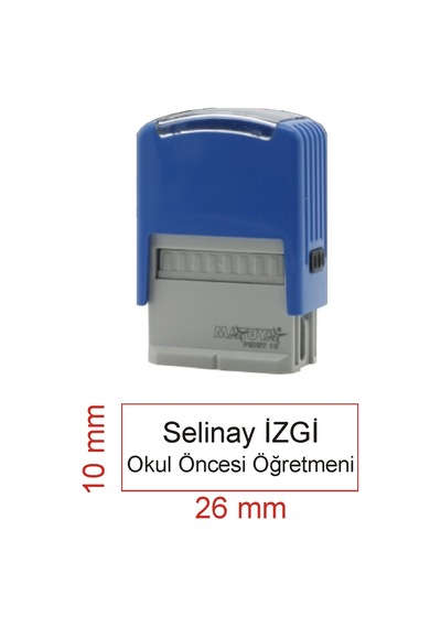 Kaşeciniz İsim Ünvan Kaşesi - Matuya 10 - Mavi Makine - Siyah Mürekkep Çok Renkli
