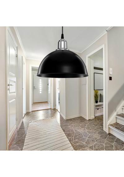Haus Yarım Küre Siyah Abs Krom Kuka Süslü Sarkıt Mutfak Salon Avize Kafe Kuaför Aydınlatma Siyah