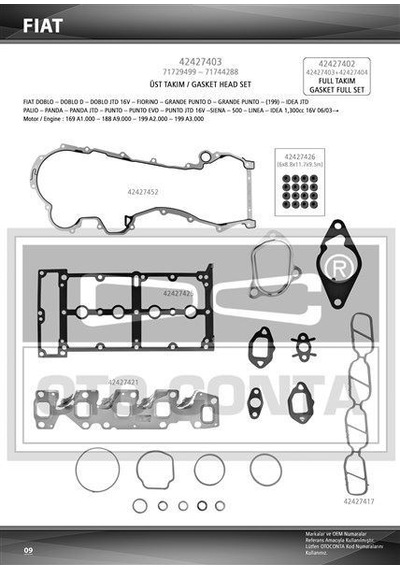 OTO CONTA 42427403 MOTOR TAKIM CONTA ÜST PALIO ALBEA LINEA DOBLO