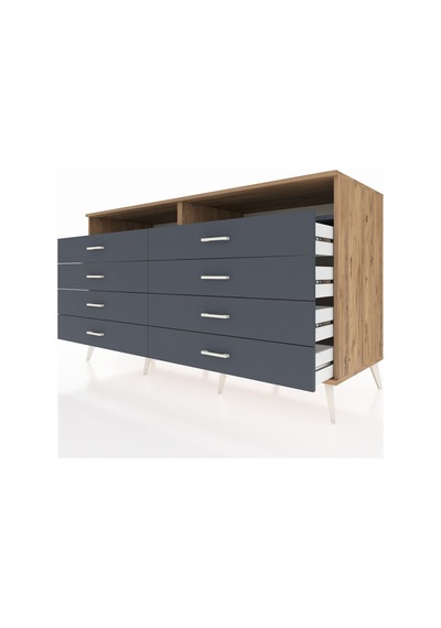 Kronos Konsol 2 Raflı 8 Çekmeceli 176x59x99 Çam-antrasit Çam-antrasit Kronos Konsol 2 Raflı 8 Çekmeceli 176x59x99 Çam-antrasit Çam-antrasit