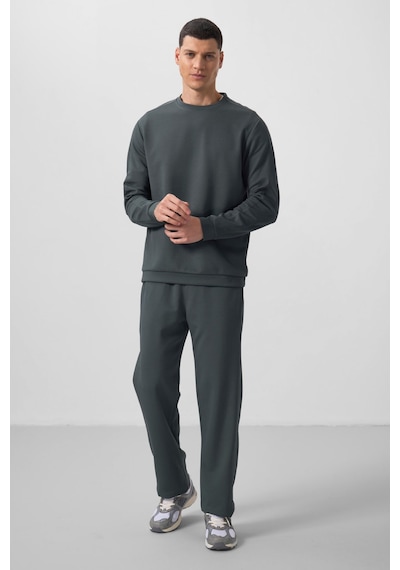 Haki Yüzeyi Dokulu Oversize Erkek Eşofman Takım - 85275 Haki