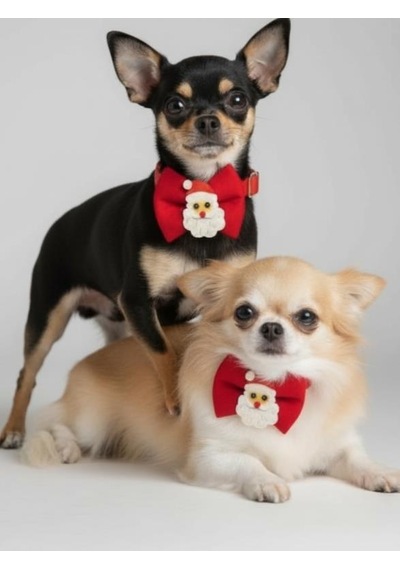 Rudolph Küçük Irk Köpek Papyon Tasması Kırmızı Fiyonk Boyun Aksesuarı Noel Temalı Köpek Süsü