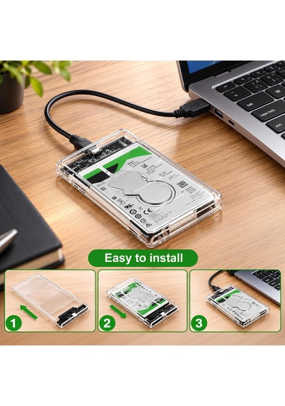 2.5 İnç Hdd/ssd Şeffaf Disk Kutusu, Usb 3.0, Uasp Destekli Ed-15