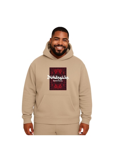 Benroma Kilim Desen Baskılı Büyük Beden Unisex Sweatshırt Bej