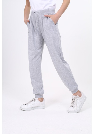 Kız Çocuk Baskılı Beli Paçası Ribanalı Cepli Basic Jogger Eşofman Altı 2 İplik Gri Melanj Kız Çocuk Baskılı Beli Paçası Ribanalı Cepli Basic Jogger Eşofman Altı 2 İplik Gri Melanj