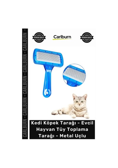 Özel Üretim Profesyonel Ergonomik Kedi Köpek Tarağı Evcil Hayvan Tüy Toplama Tarağı Metal Uçlu