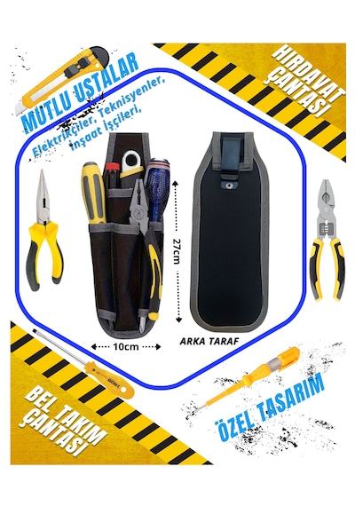 Bel Tipi Hırdavat Alet Çantası Hırdavat Çantası Elektrikçiler Teknisyenler Ustalar İçin Özel Tasarım 27cmx10cm