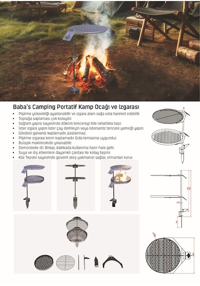 Kamp Izgarası 4300 / Çap: 43 Cm / Portatıf / Baba's Campıng