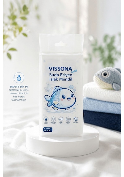 Biyobozunur Mini Islak Mendil %100 Ağaç Lifi Alkolsüz Hassas Ciltler İçin Suda Eriyen Cep Boy 4'lü Paket -54107