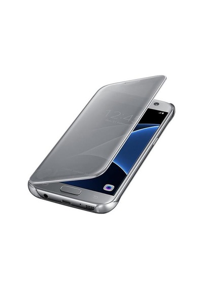 Galaxy S7 İle Uyumlu Clear View Cover Kılıf Gümüş Ef-zg930csegww Siyah