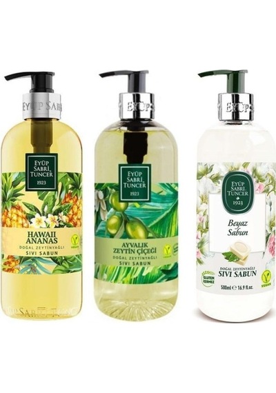 Eyüp Sabri Tuncer Beyaz Sabun - Hawaii Ananas - Zeytin Çiçeği Sıvı Sabun 3 x 500 ML