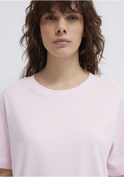 Mavi - Bisiklet Yaka Pembe Basic Tişört 1600955-89200 Pembe