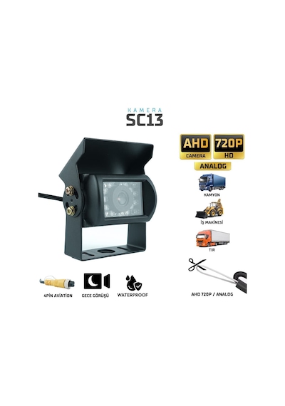Sentinel Araç Kamera 4 Pin Aviation Soket Kamyon İş Makinası Ahd 720p Analog Gece Görüşlü