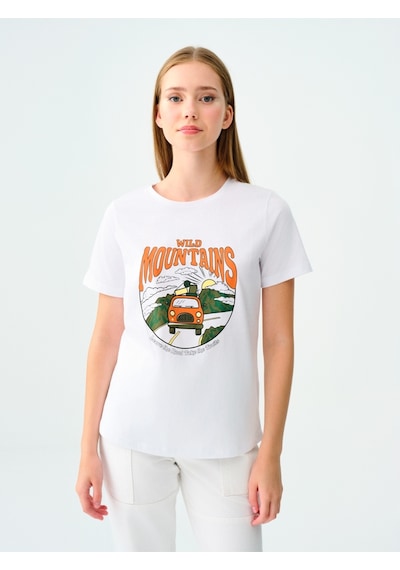 Regular Fit Kadın Tshirt K.kol Ekru