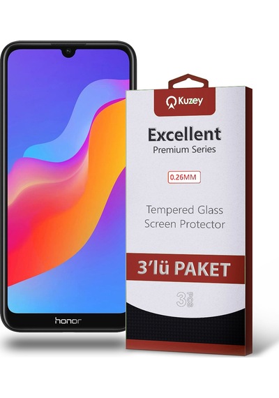 Huawei Honor 8A ile Uyumlu Kırılmaz Cam Ekran Koruyucu Ekonomik 3'lü Paket