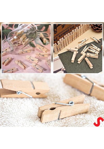 Dekoratif Ahşap Süs Mandalı, 3 Cm X 25 Adet - Natürel 1+