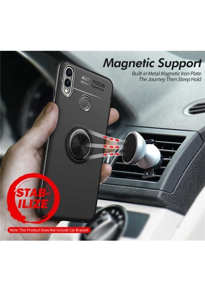 Huawei Honor 8C Kılıf Yüzüklü Magnetli Ravel Case