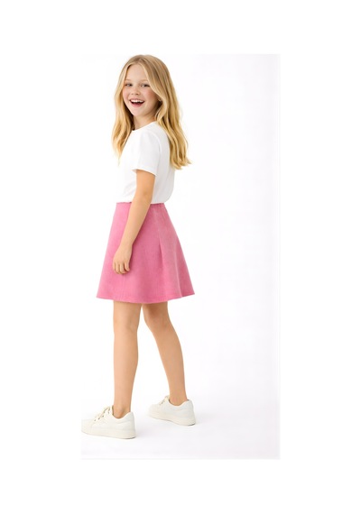 Esila Kids Kız Çocuk Şort Etek Kışlık Kumaş Pembe