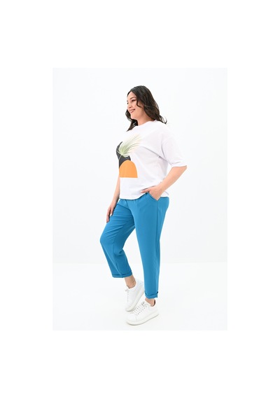 Kadın Büyük Beden Baskı Detaylı T-shirt Takım 8105-24 001