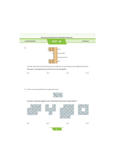 5. Sınıf Zihin Çalıştıran Eğlenceli Kanguru Matematik Soruları