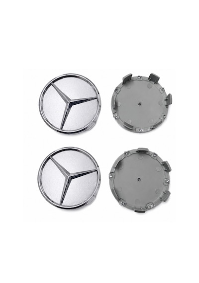 Mercedes Uyumlu Gri Jant Göbeği Kapağı Arması 75 Mm 7,5 Cm 4'lü Takım