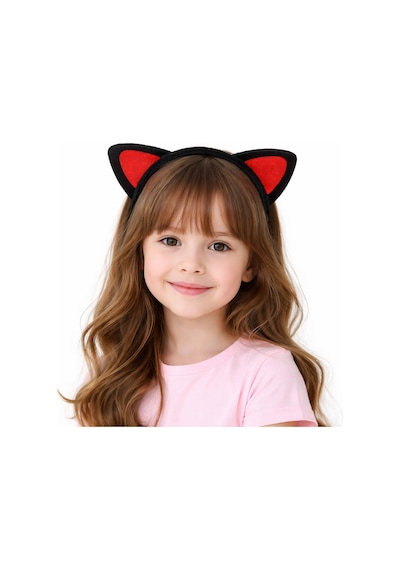 Kırmızı Kedi Kulaklı Sevimli Peluş Taç Çocuk Parti Kamp Kostüm Tacı