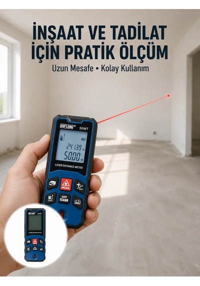 Dijital Lazer Mesafe Ölçüm Cihazı İnşaat Ve Ev Kullanımı Yeni Nesil Standart