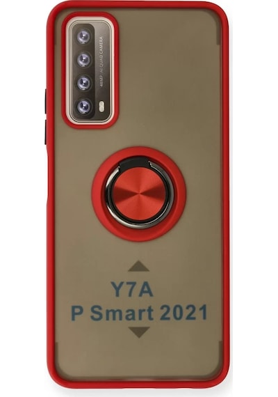 Newface Huawei P Smart 2021 Kılıf Montreal Yüzüklü Silikon Kapak - Kırmızı Belirtilmemiş