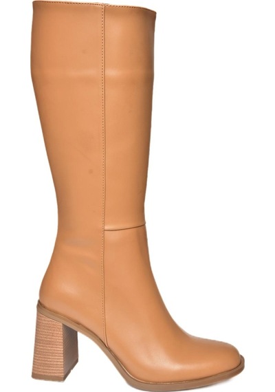 Fox Shoes R518101409 Taba Kalın Topuklu Kadın Çizme Taba