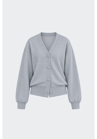 Suud Collection Gri Kenny Basic Hırka